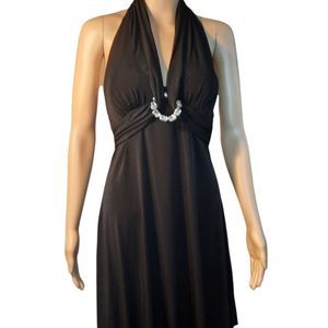 My Michele Dress Halter Rhinestone Vintage Black Womens Size Medium